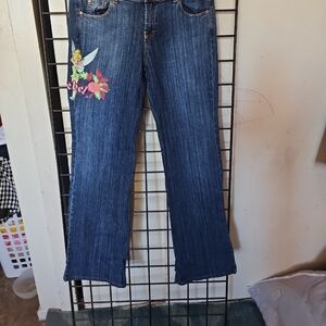 Disney Dark Blue Boot Cut Jeans with Tinker Bell Embroidery